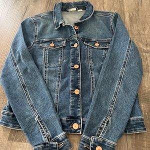 Noisy May Womens Debra Denim Jacket Cropped Stretch Trucker Jean Size L classic